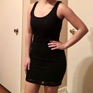 Black slip lace dress